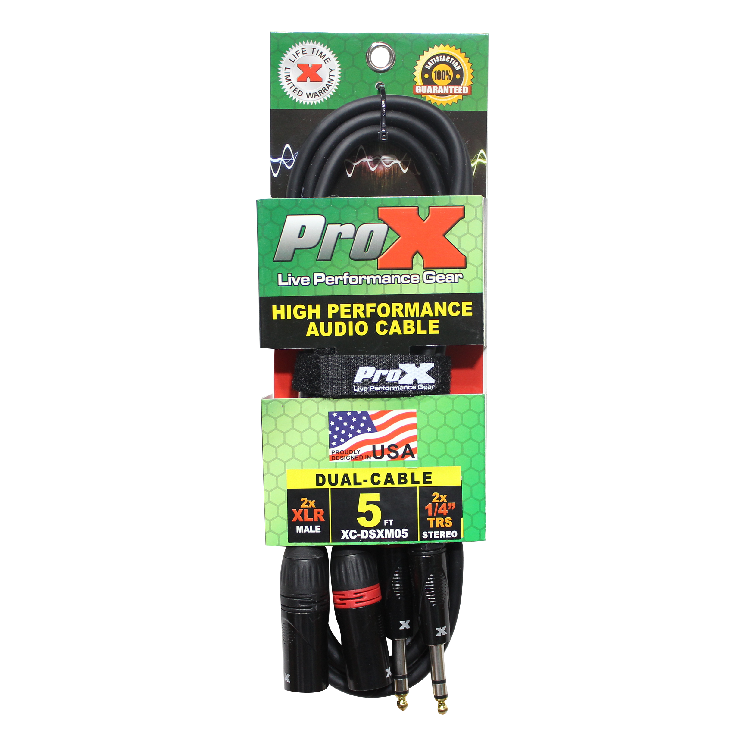 5 Ft. Balanced Dual 1/4" TRS-M to Dual XLR3-M High Performance Audio Cable