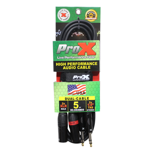 10PCS 5 Ft. Balanced Dual 1/4" TRS-M to Dual XLR3-M High Performance Audio Cable