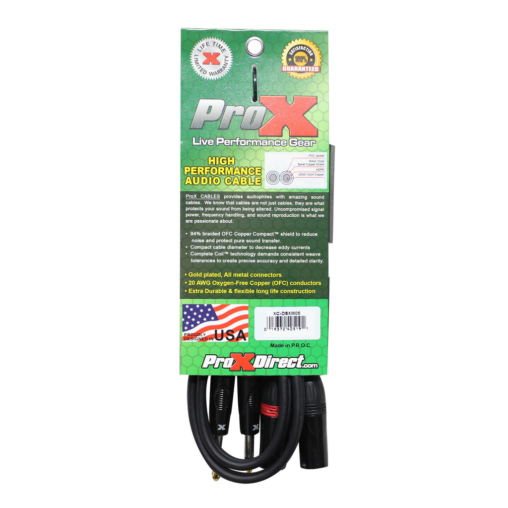 10PCS 5 Ft. Balanced Dual 1/4" TRS-M to Dual XLR3-M High Performance Audio Cable
