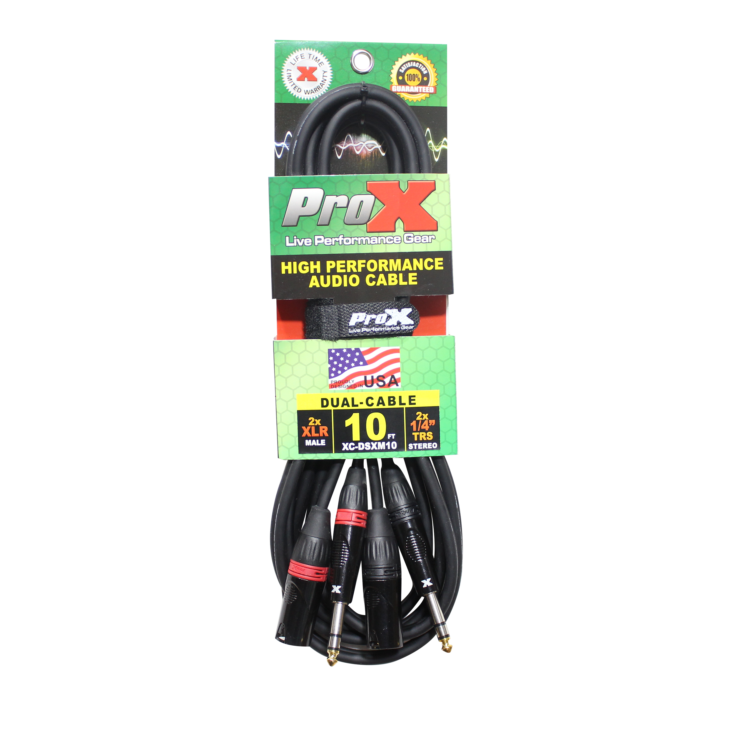 50PCS 10 Ft. Balanced Dual 1/4" TRS-M to Dual XLR3-M High Performance Audio Cable