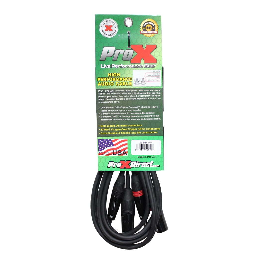 50PCS 10 Ft. Balanced Dual 1/4" TRS-M to Dual XLR3-M High Performance Audio Cable