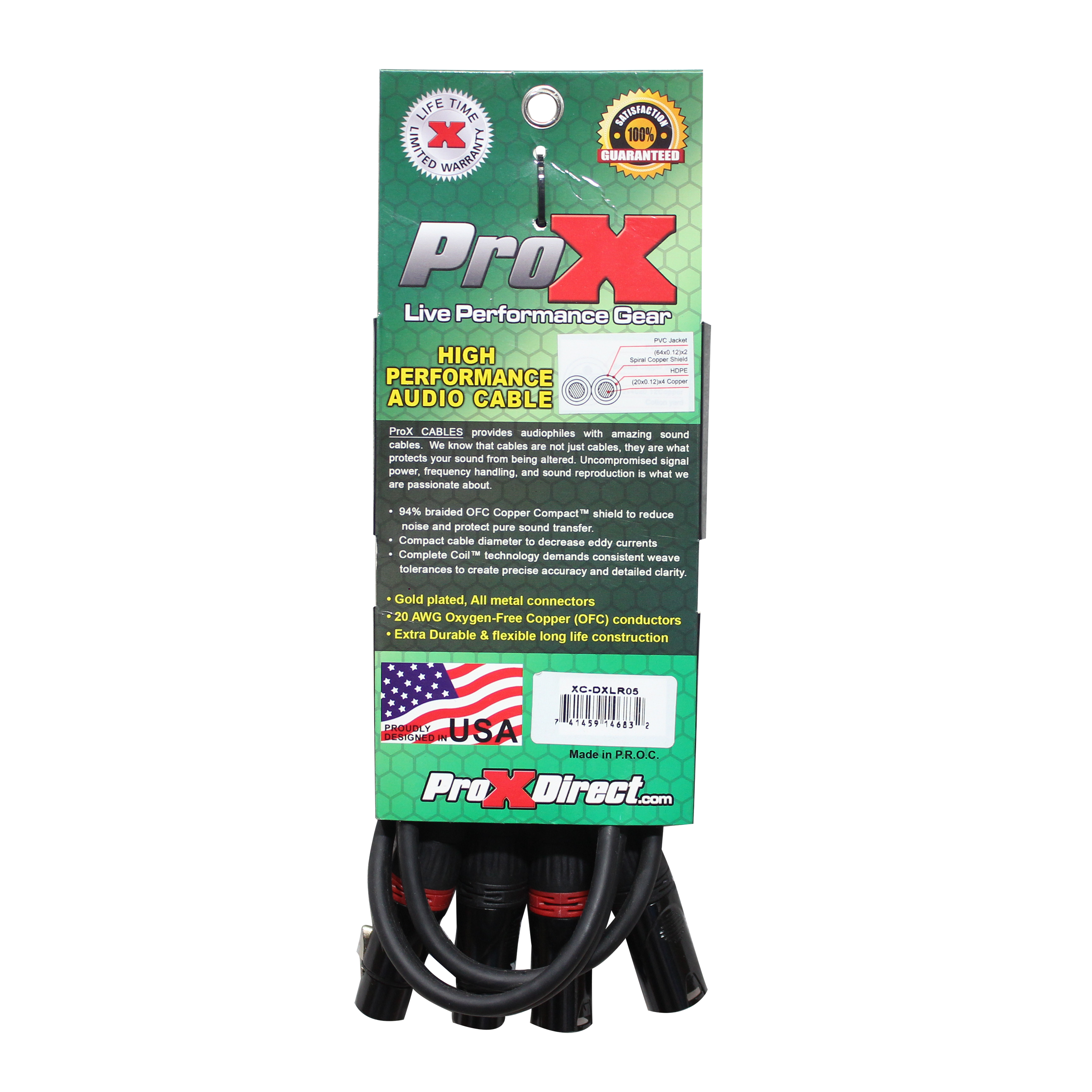 10PCS 5' Ft High Performance Dual XLR-M to Dual-F XLR Audio Cable