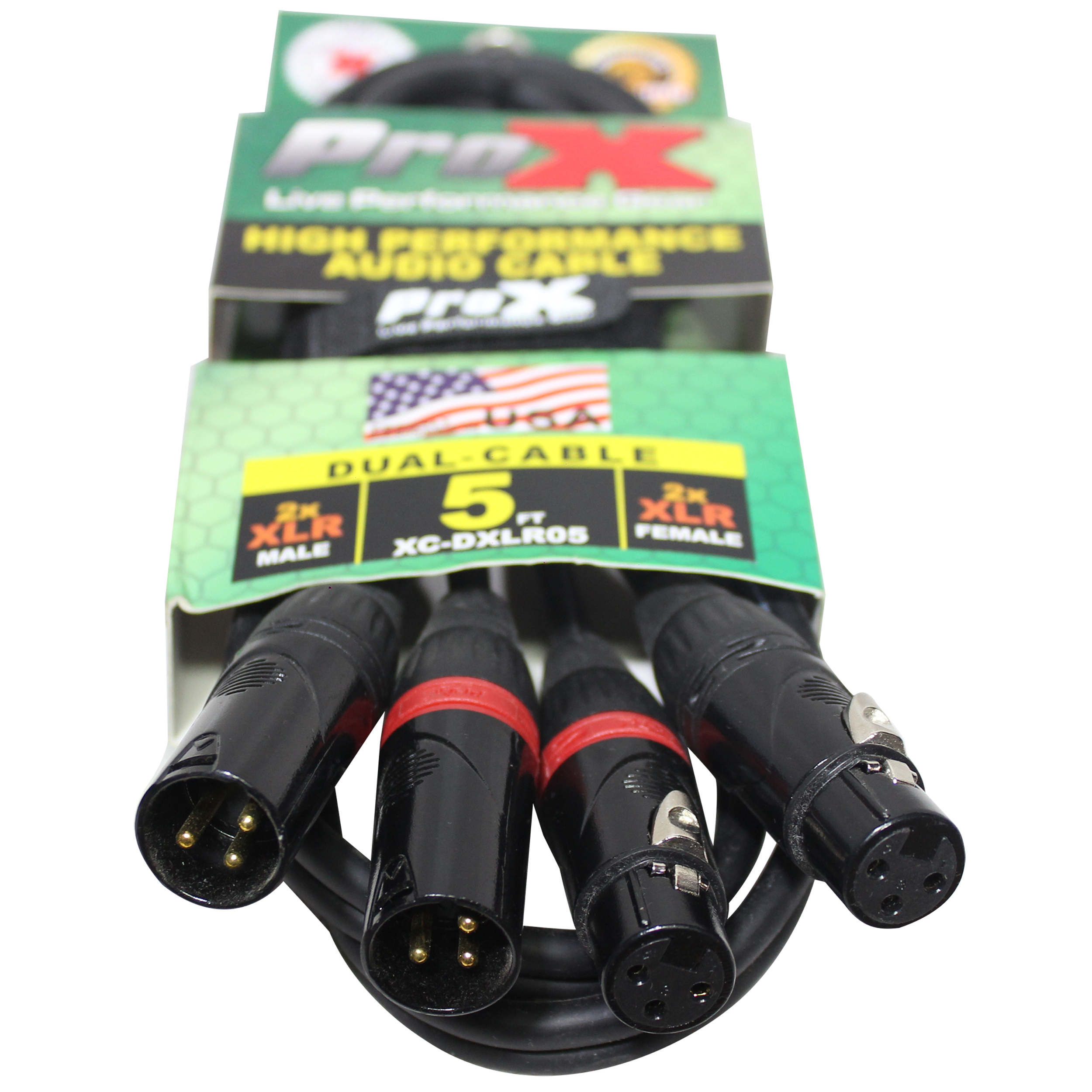 5' Ft High Performance Dual XLR-M to Dual-F XLR Audio Cable