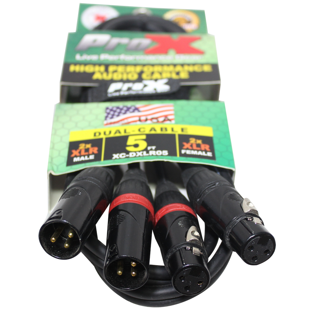 10PCS 5' Ft High Performance Dual XLR-M to Dual-F XLR Audio Cable