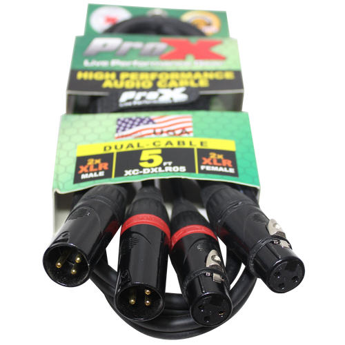 10PCS 5' Ft High Performance Dual XLR-M to Dual-F XLR Audio Cable
