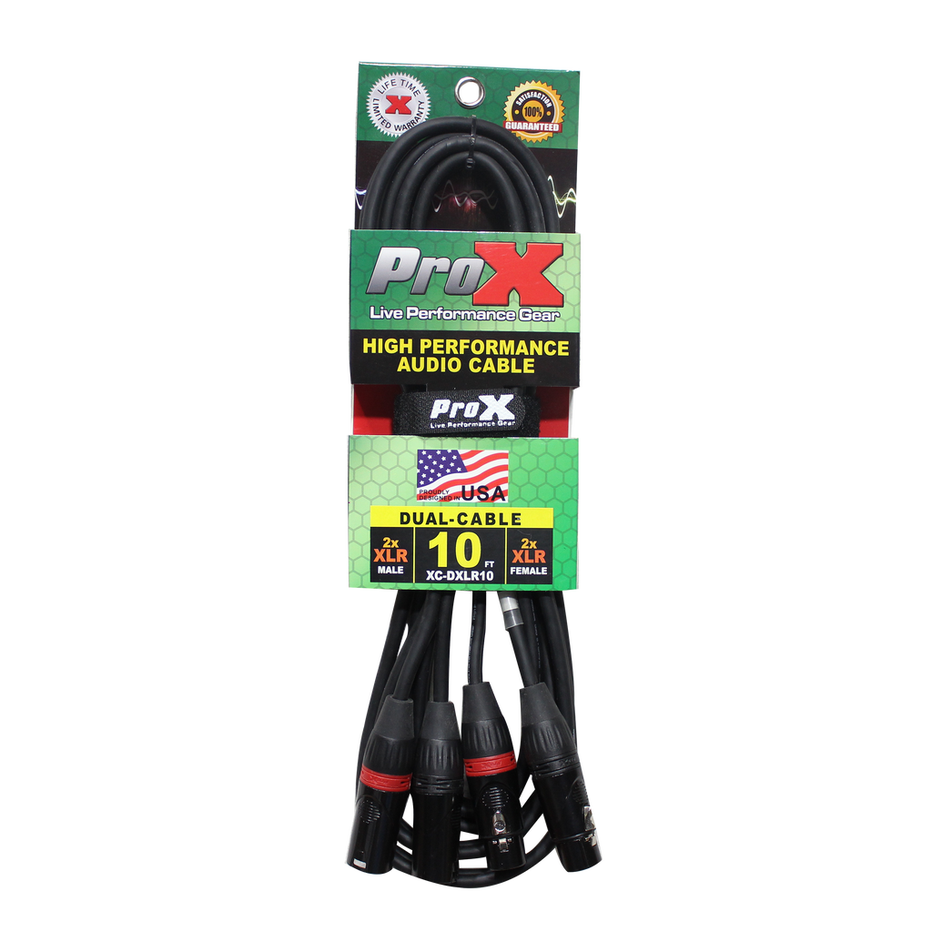 10PCS 10' Ft. Balanced Dual XLR-M to Dual XLR-F High Performance Audio Cable