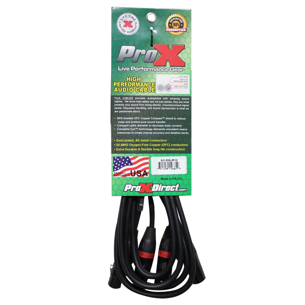 10' Ft. Balanced Dual XLR-M to Dual XLR-F High Performance Audio Cable