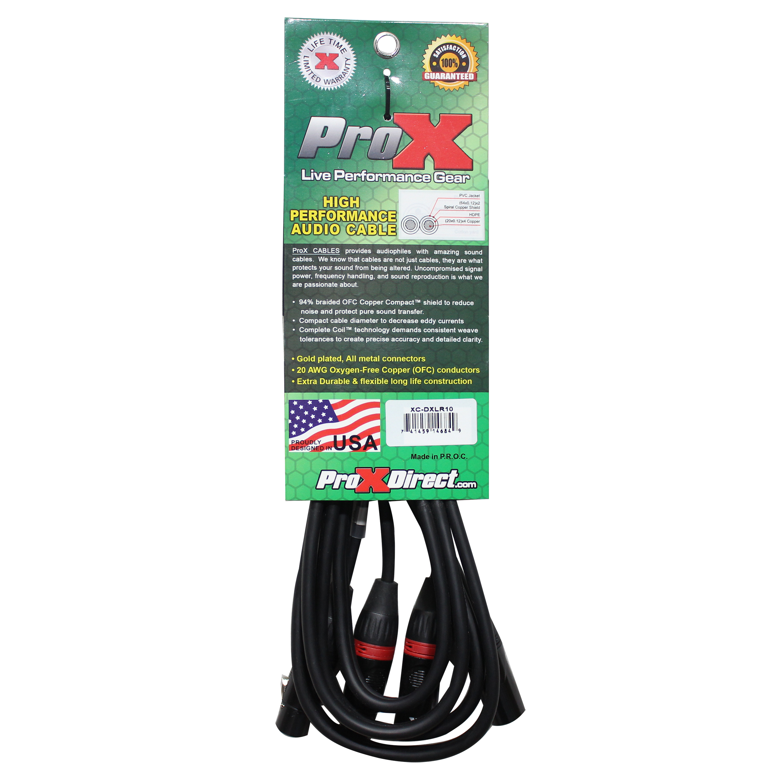 10' Ft. Balanced Dual XLR-M to Dual XLR-F High Performance Audio Cable