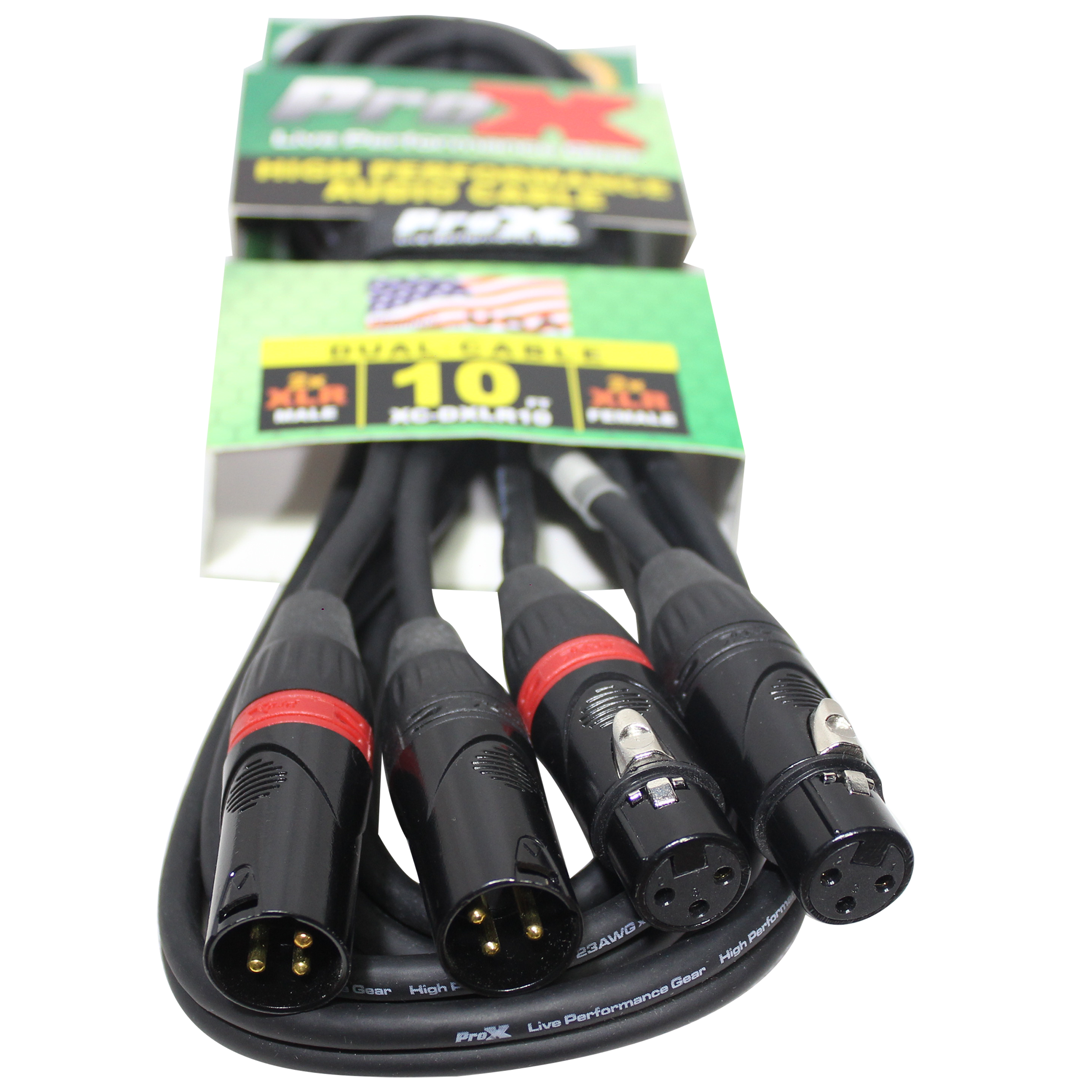 10PCS 10' Ft. Balanced Dual XLR-M to Dual XLR-F High Performance Audio Cable