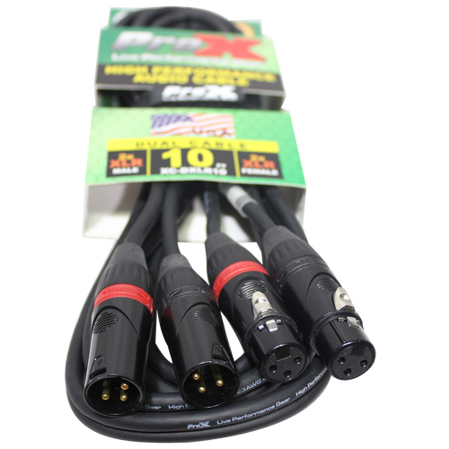 10PCS 10' Ft. Balanced Dual XLR-M to Dual XLR-F High Performance Audio Cable
