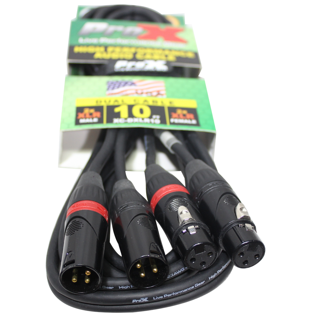 50PCS 10' Ft. Balanced Dual XLR-M to Dual XLR-F High Performance Audio Cable