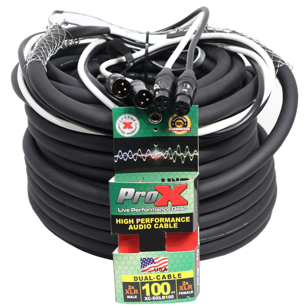 100' Ft. Balanced Dual XLR-M to Dual XLR-F High Performance Audio Cable