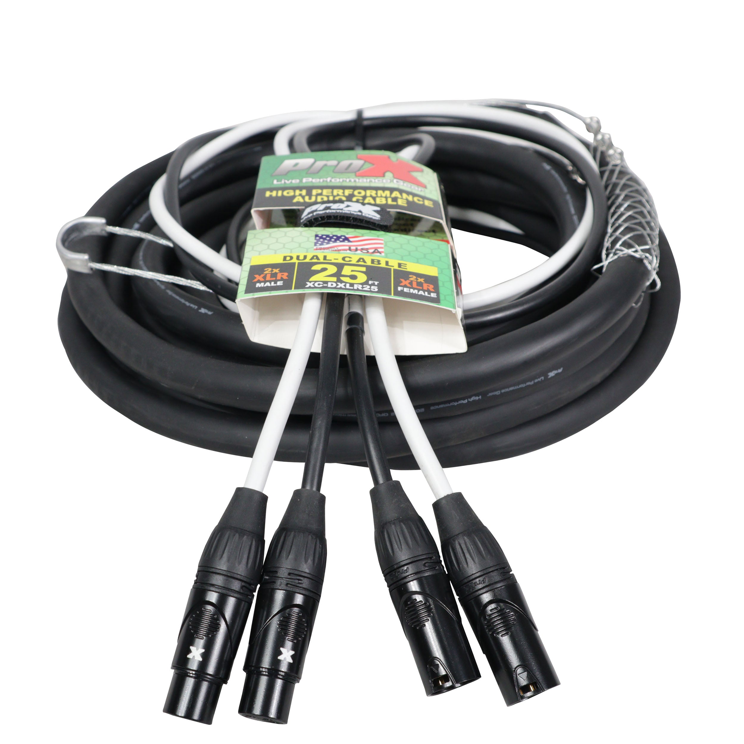 4PCS 25' Ft High Performance Dual XLR-M to Dual XLR-F Audio Cable
