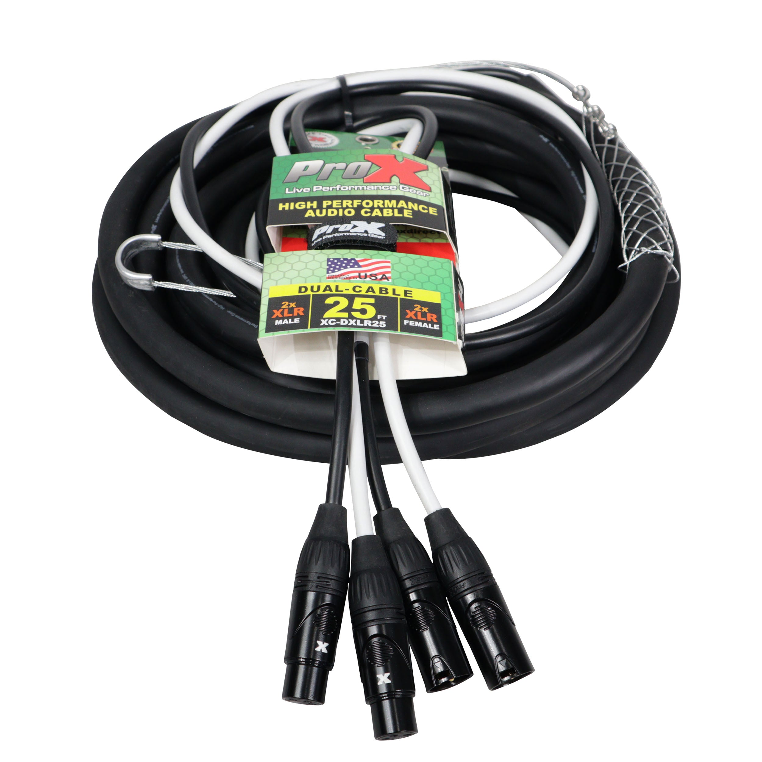 4PCS 25' Ft High Performance Dual XLR-M to Dual XLR-F Audio Cable