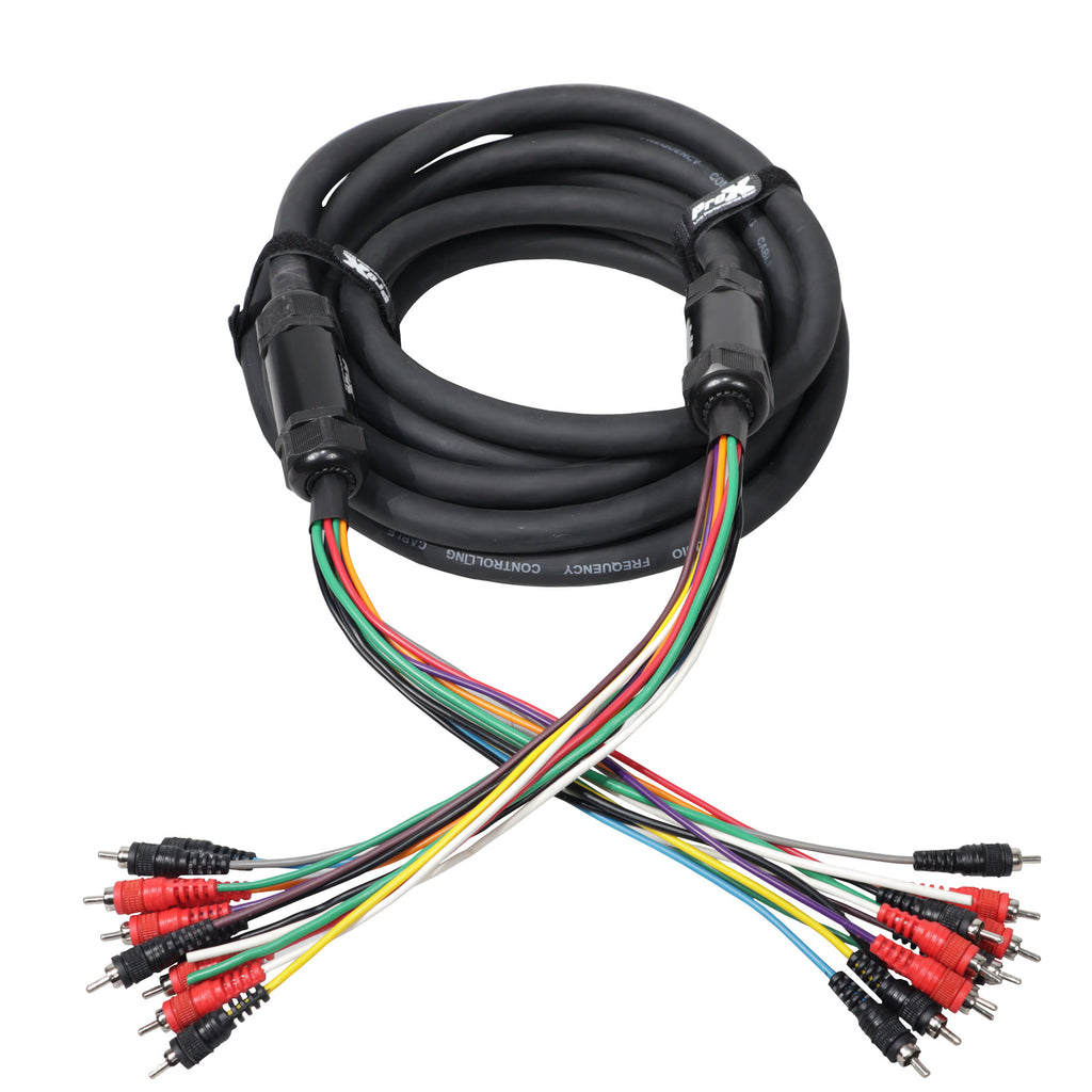 25' ft 10 RCA Channel + 3 Power Cable for Marine and Car Audio - Medusa Style Cable