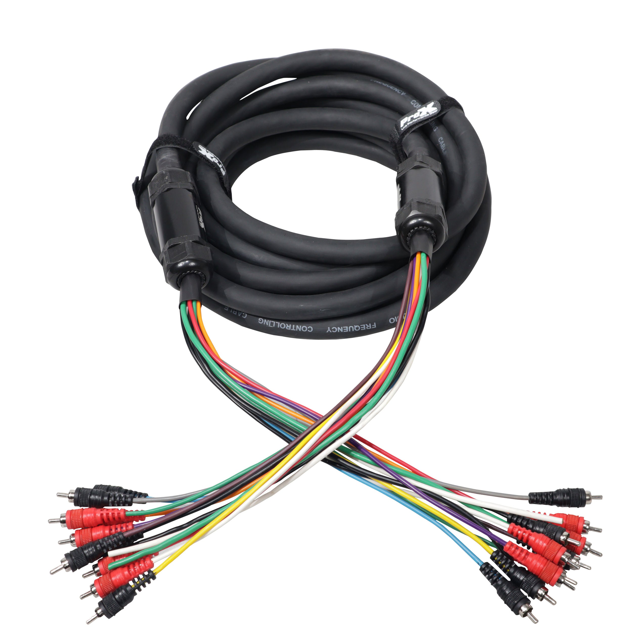 25' ft 10 RCA Channel + 3 Power Cable for Marine and Car Audio - Medusa Style Cable
