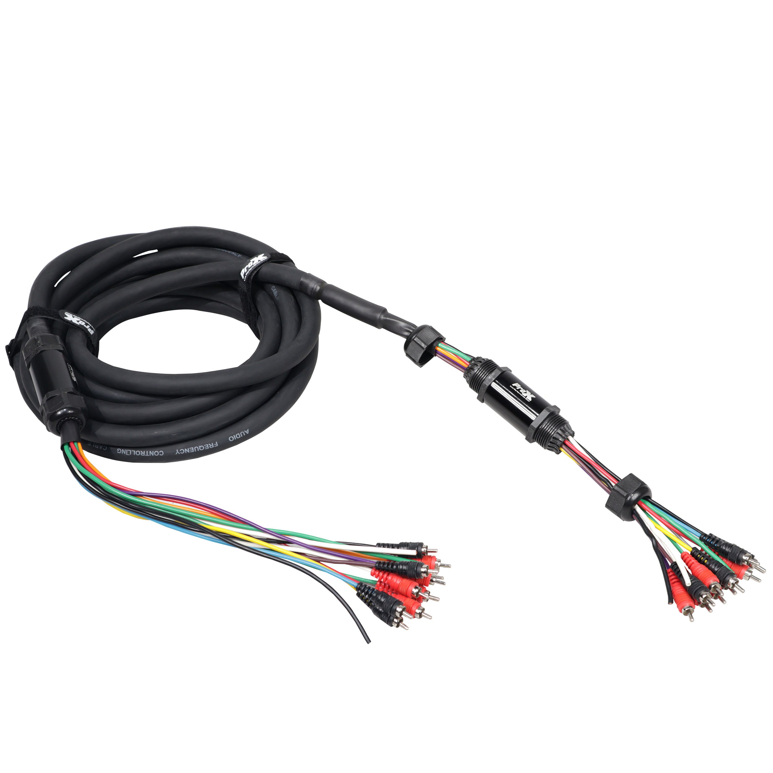 25' ft 10 RCA Channel + 3 Power Cable for Marine and Car Audio - Medusa Style Cable