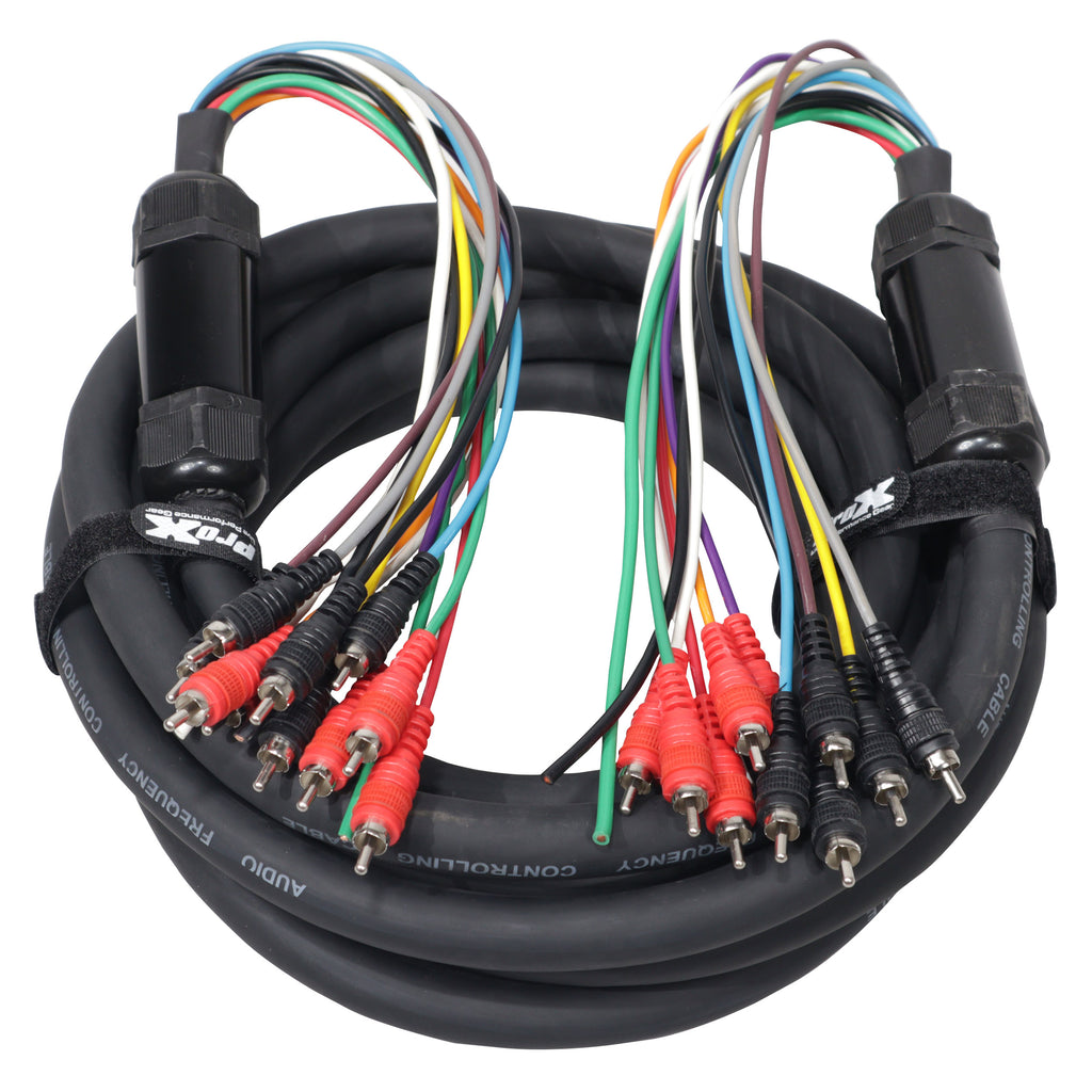 25' ft 10 RCA Channel + 3 Power Cable for Marine and Car Audio - Medusa Style Cable