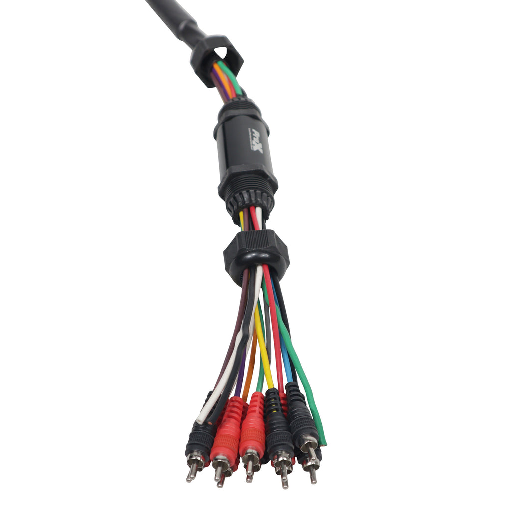 100' ft 10 RCA Channel + 3 Power Cable for Marine and Car Audio - Medusa Style Cable
