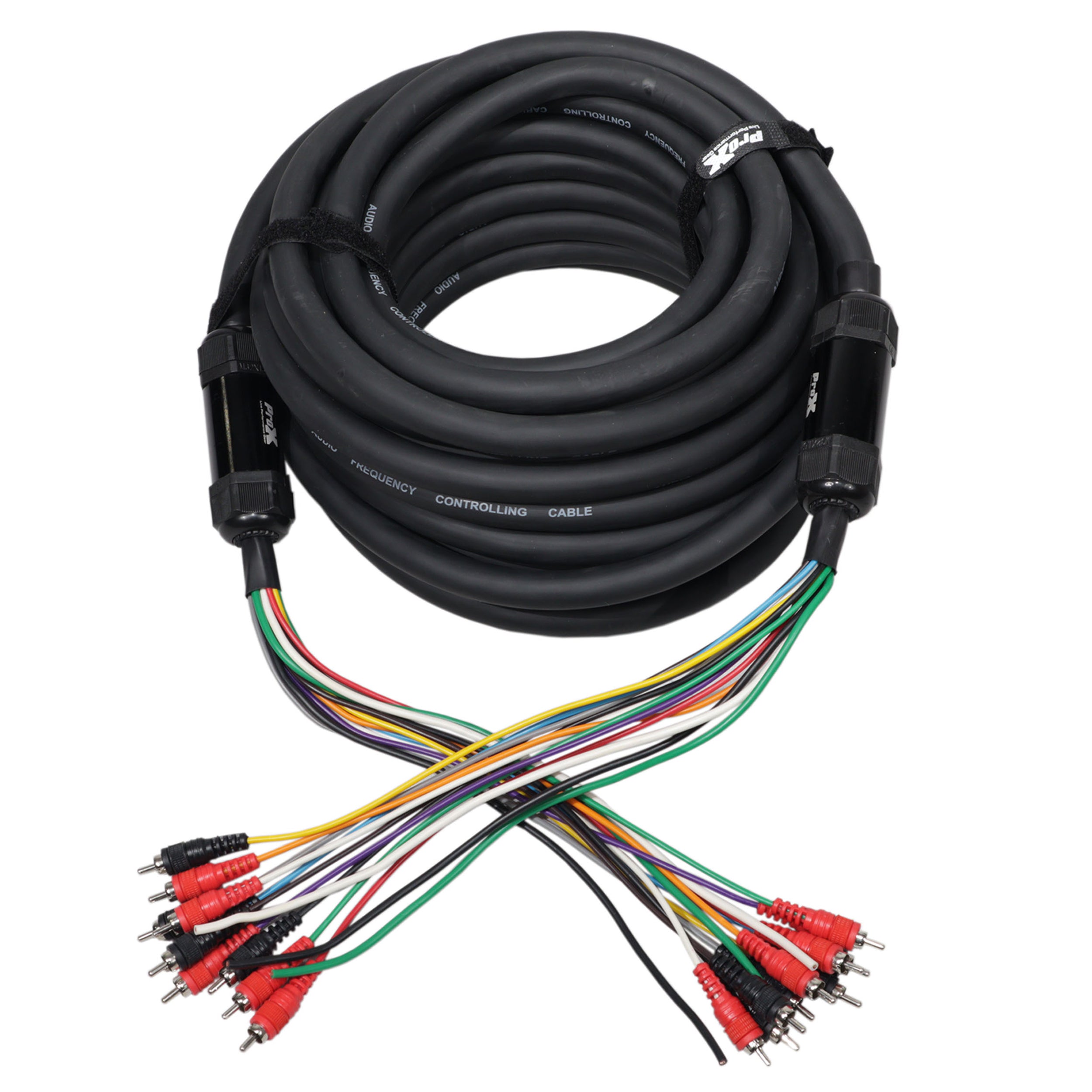 100' ft 10 RCA Channel + 3 Power Cable for Marine and Car Audio - Medusa Style Cable