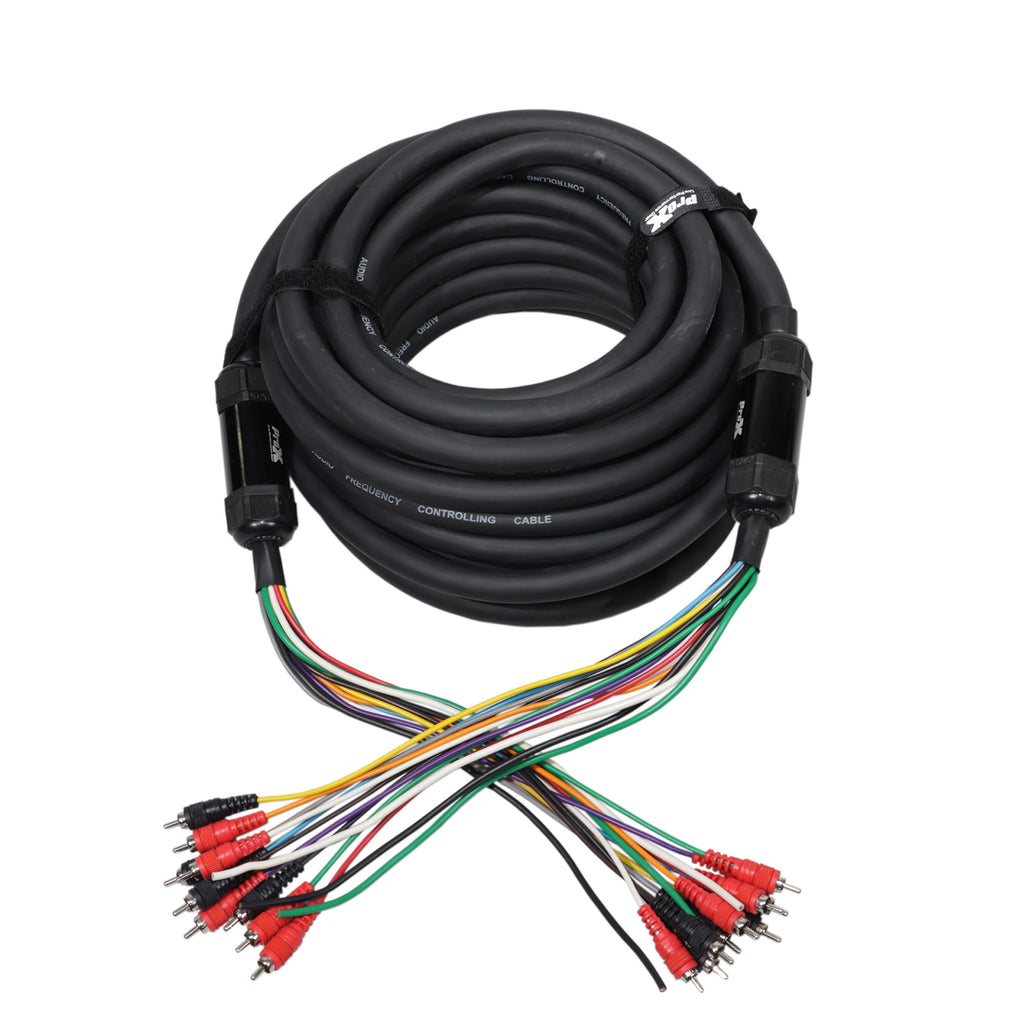 50' ft 10 RCA Channel + 3 Power Cable for Marine and Car Audio - Medusa Style Cable