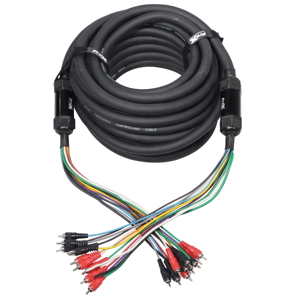 75' ft 10 RCA Channel + 3 Power Cable for Marine and Car Audio - Medusa Style Cable