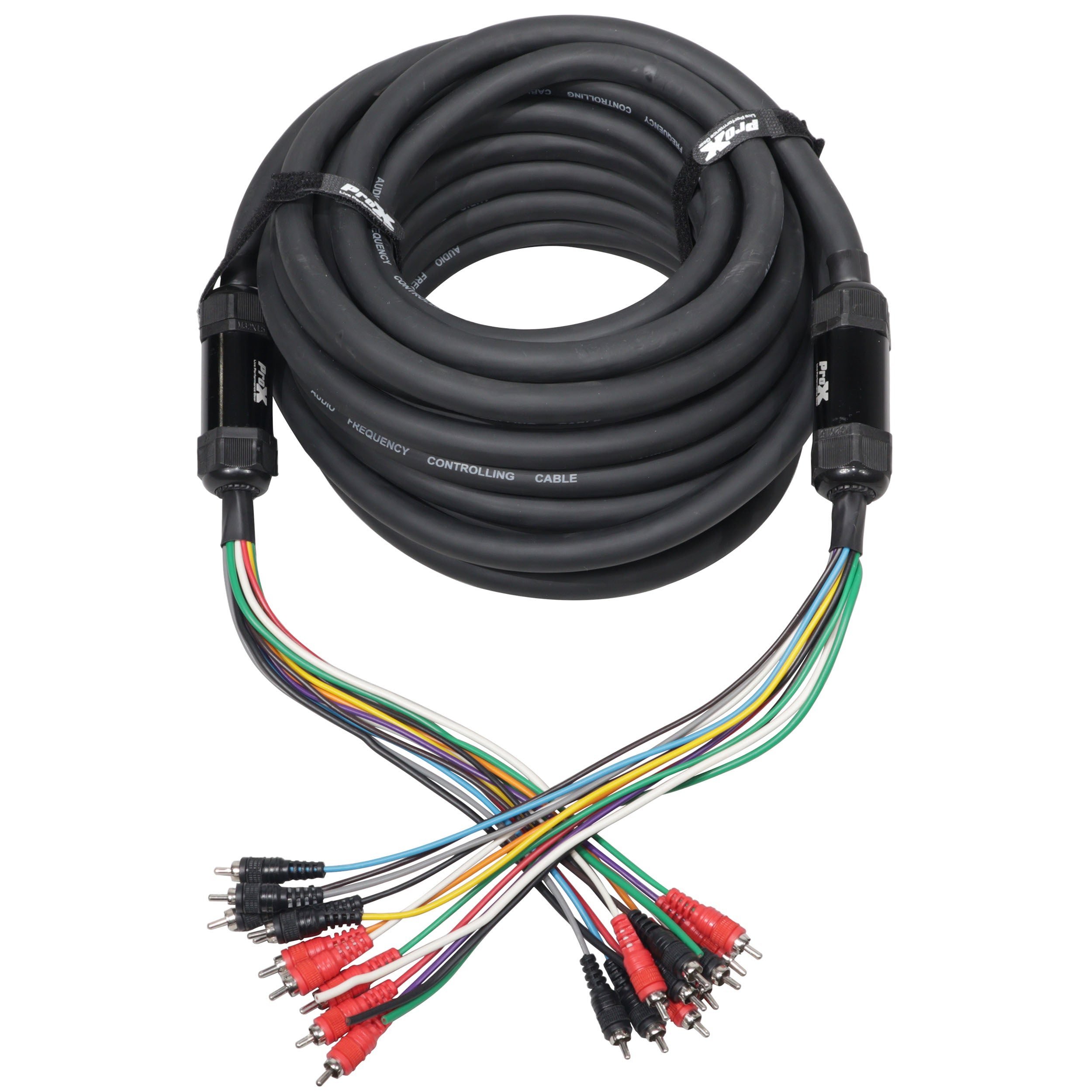 75' ft 10 RCA Channel + 3 Power Cable for Marine and Car Audio - Medusa Style Cable