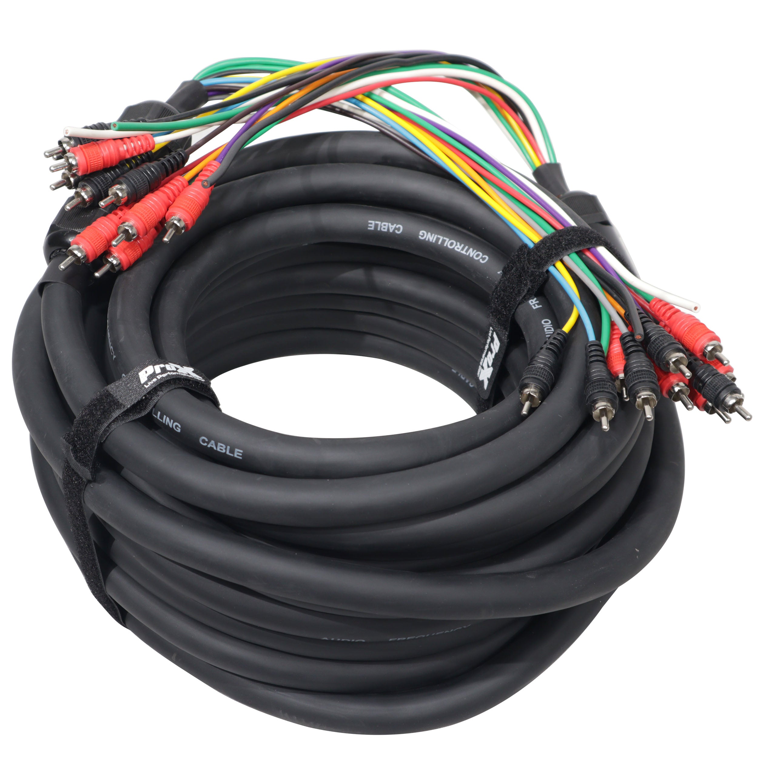 100' ft 10 RCA Channel + 3 Power Cable for Marine and Car Audio - Medusa Style Cable