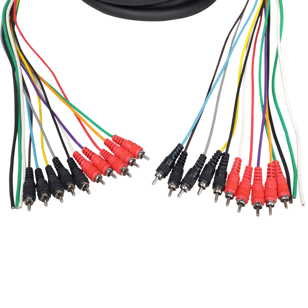 50' ft 10 RCA Channel + 3 Power Cable for Marine and Car Audio - Medusa Style Cable