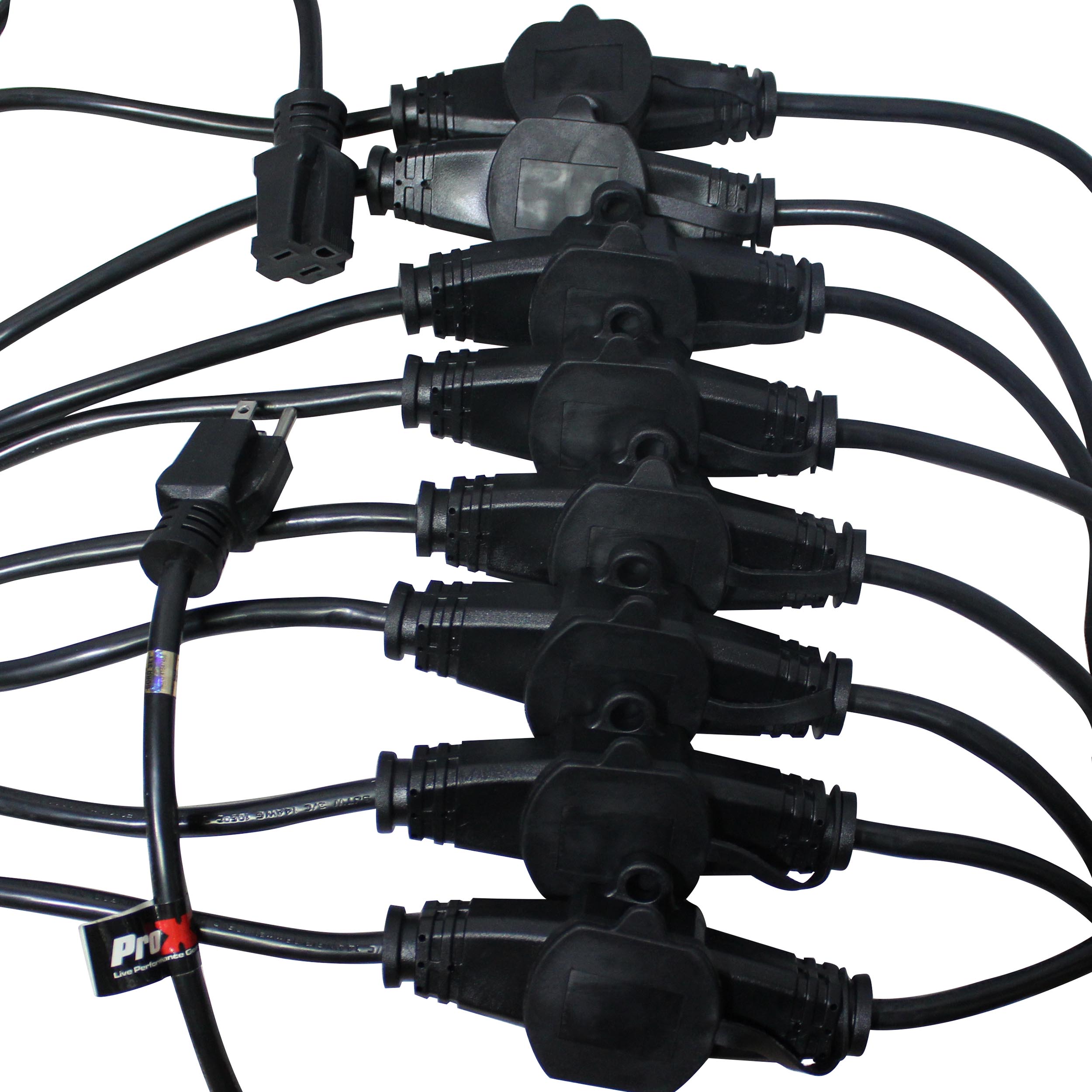 52' Ft. Male NEMA 120VAC to 9-Outet Female Edison 12/3AWG Power Extension Cable