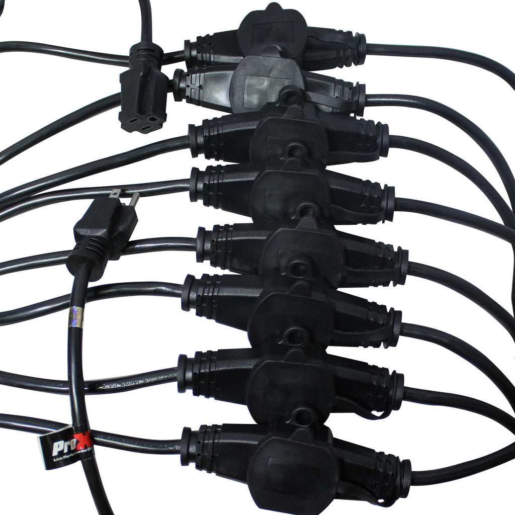 3PCS 52' Ft. Male NEMA 120VAC to 9-Outet Female Edison 12/3AWG Power Extension Cable