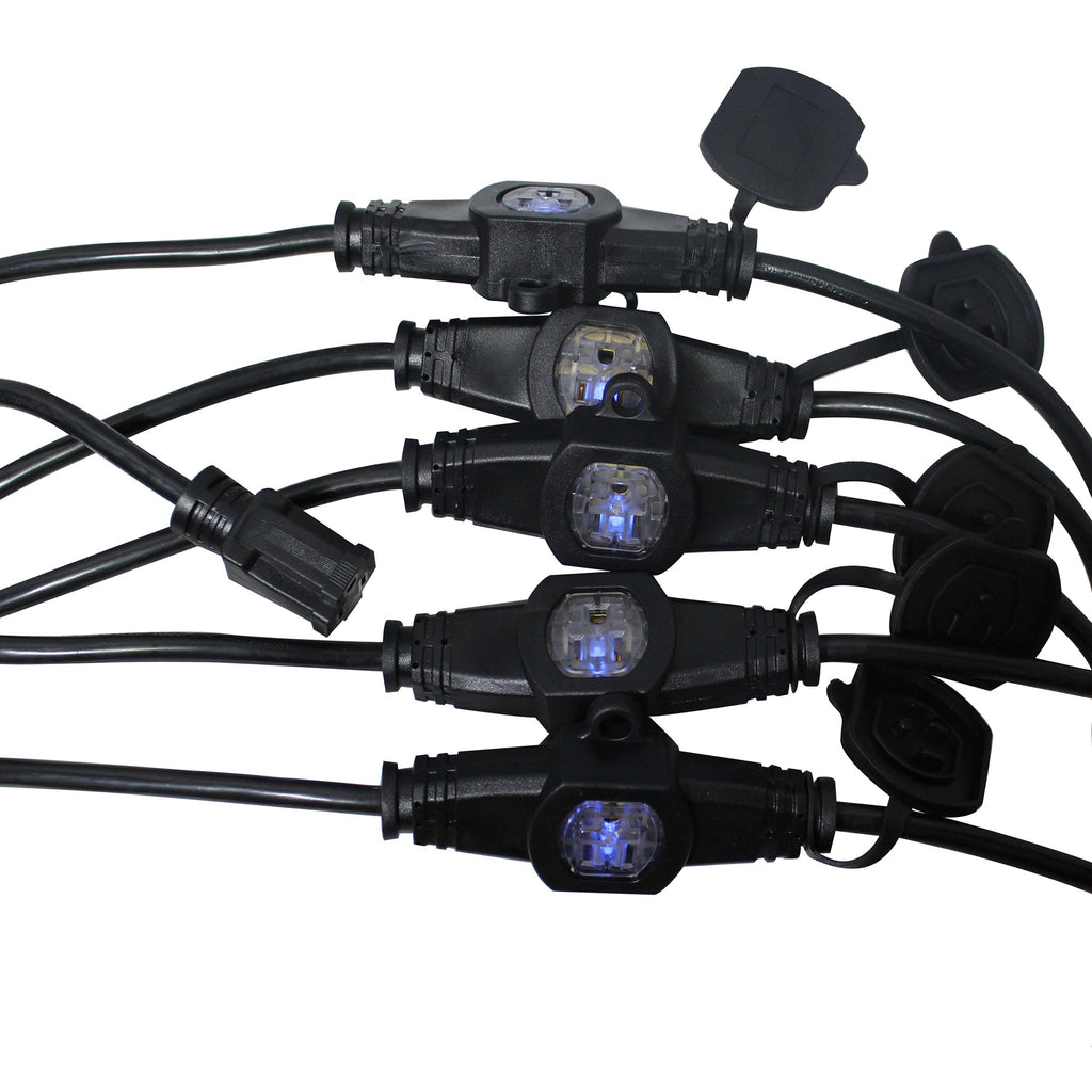 32' Ft. Male NEMA 110VAC to 6-Outet Female Edison 14/3AWG Power Extension Cable