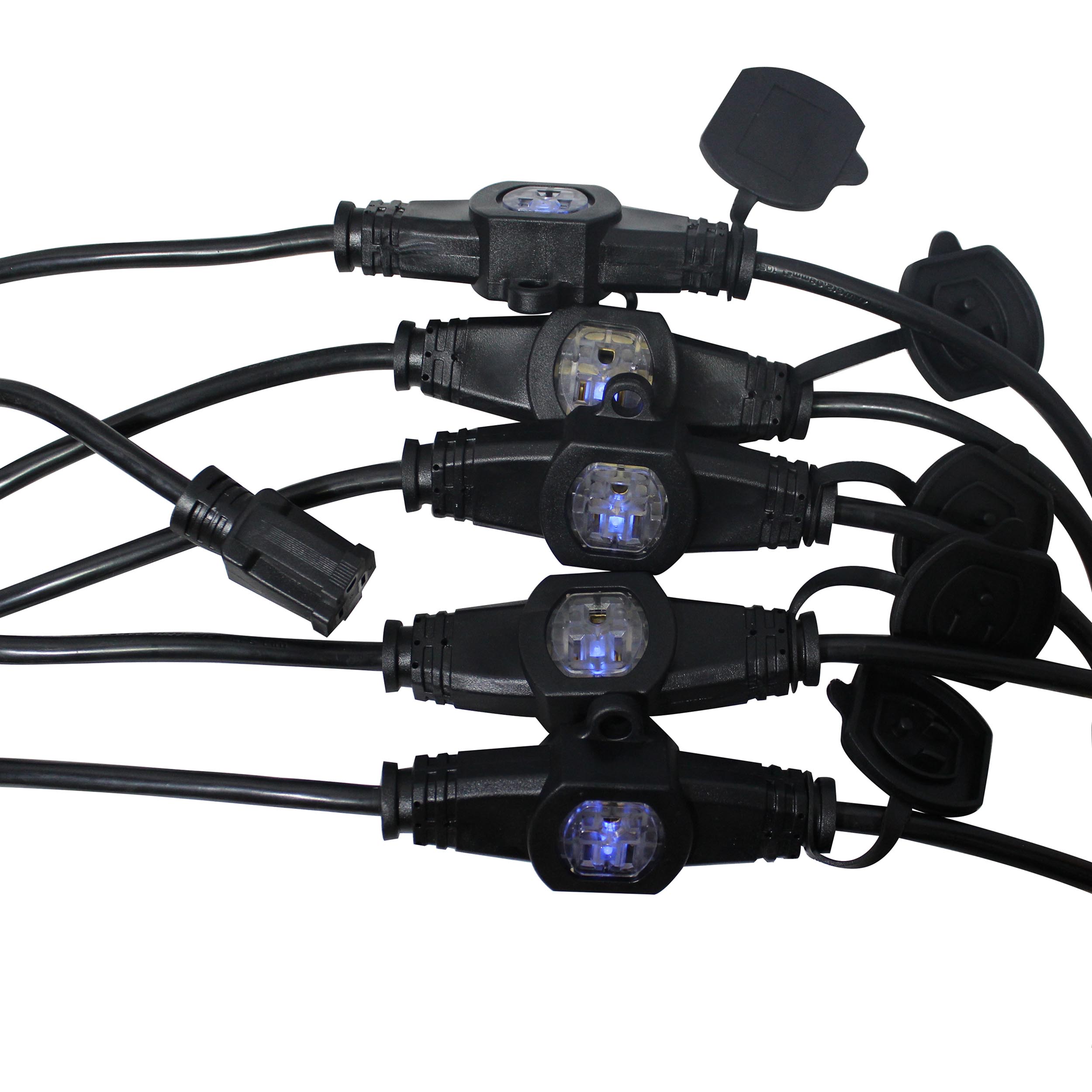 5PCS 32' Ft. Male NEMA 110VAC to 6-Outet Female Edison 14/3AWG Power Extension Cable