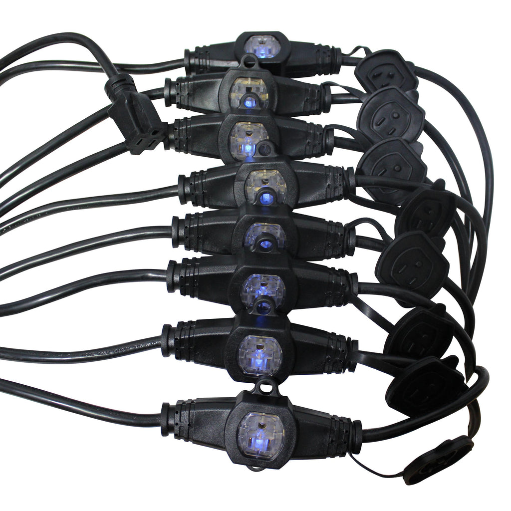 4PCS 52' Ft. Male NEMA 120VAC to 9-Outet Female Edison 14/3AWG Power Extension Cable