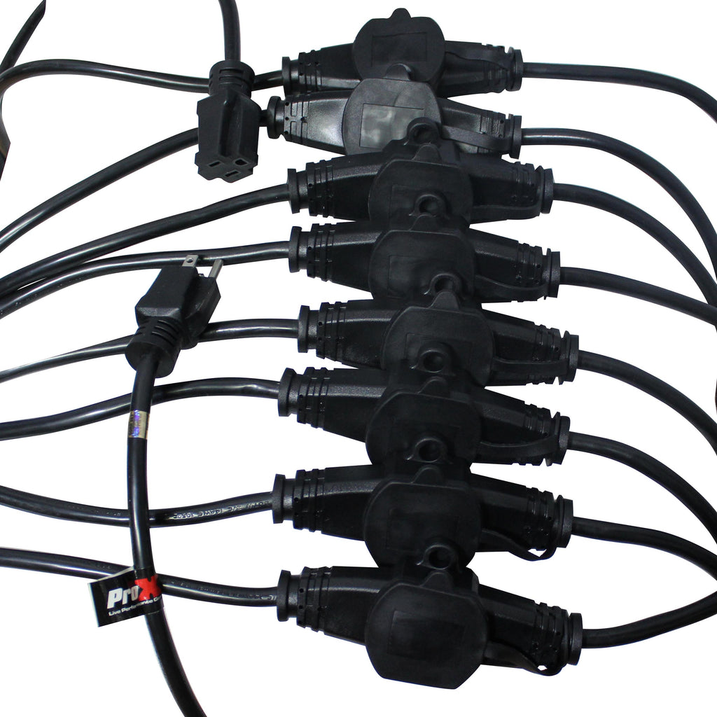 52' Ft. Male NEMA 120VAC to 9-Outet Female Edison 14/3AWG Power Extension Cable