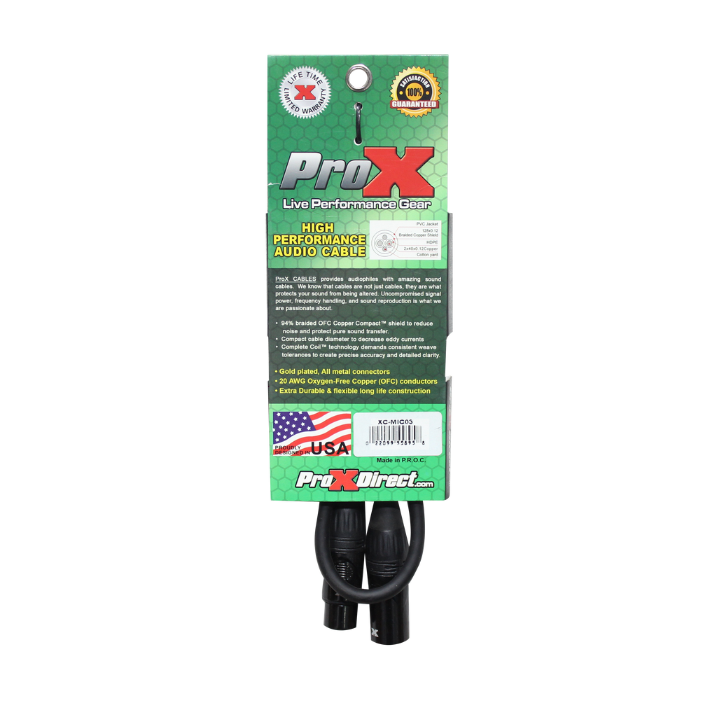 50PCS 3 Ft. Balanced XLR3-F to XLR3-M High Performance Microphone Cable