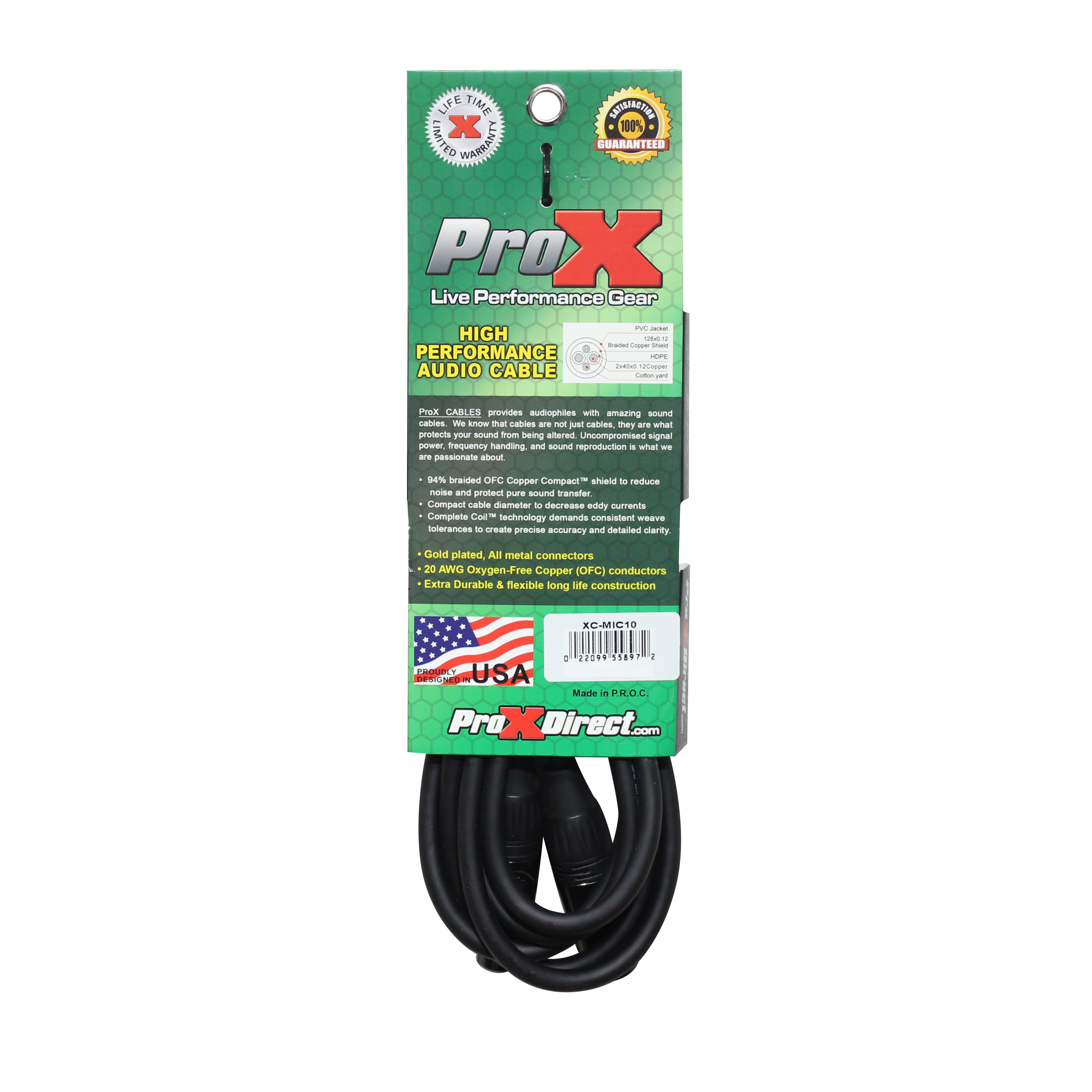 10PCS 10 Ft. Balanced XLR3-F to XLR3-M High Performance Microphone Cable