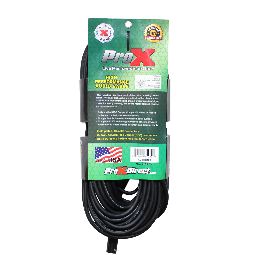 100 Ft. Balanced XLR-F to XLR-M High Performance Microphone Cable