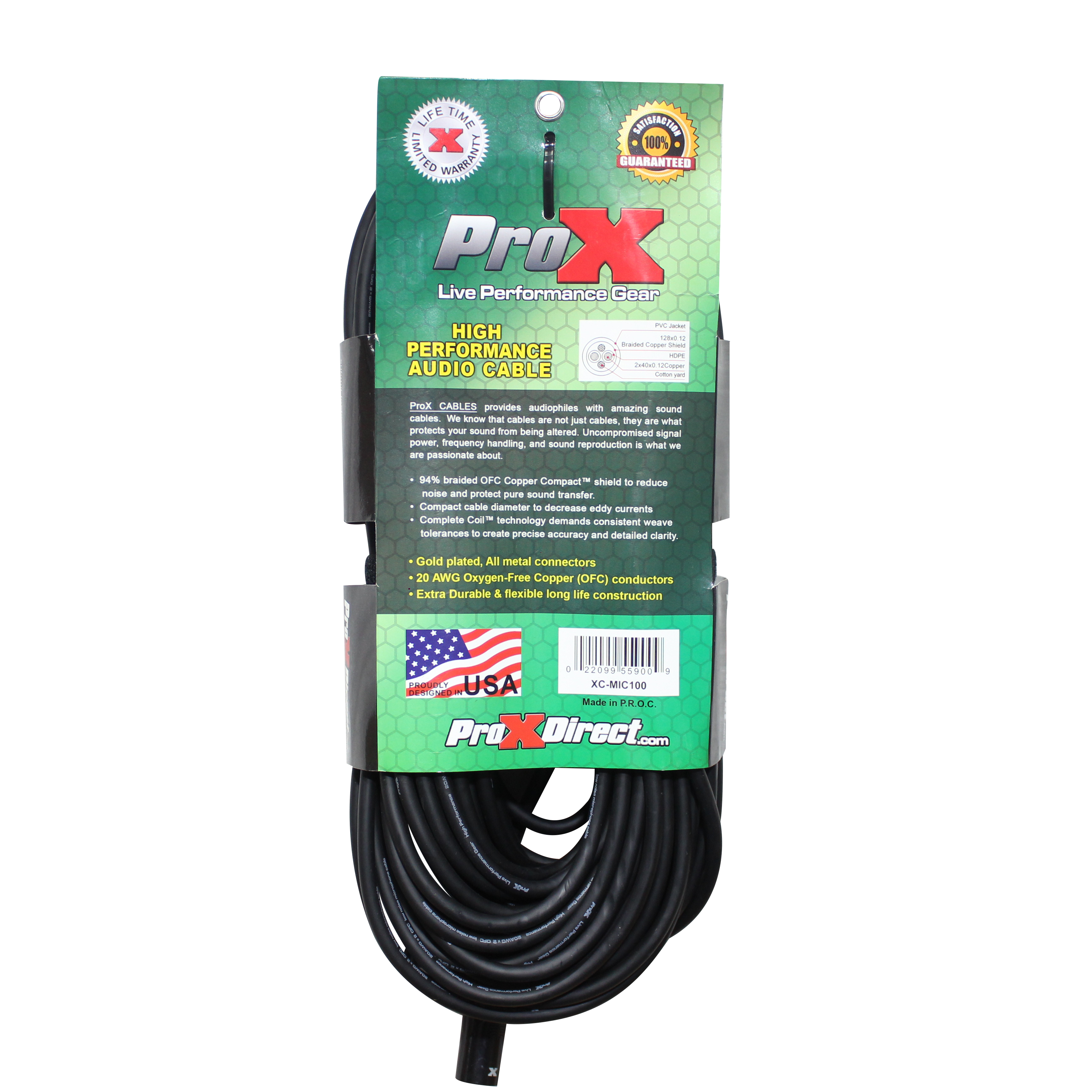 100 Ft. Balanced XLR-F to XLR-M High Performance Microphone Cable