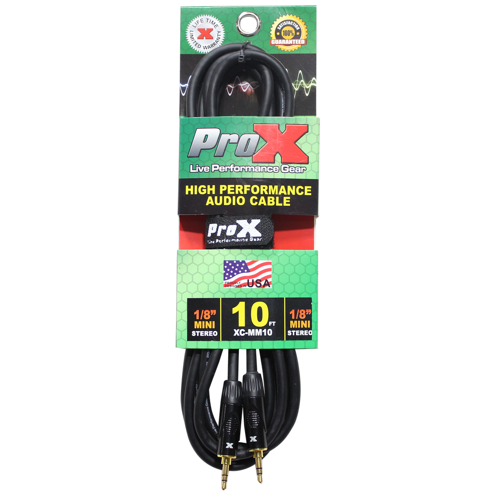 10PCS 10 Ft. Balanced TRS-M Mini 1/8" to TRS-M Mini 1/8" High Performance Audio Cable