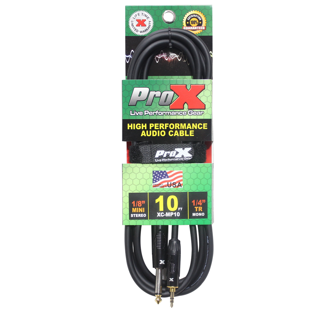 50PCS 10 Ft. Unbalanced TRS-M Mini 1/8" to TS-M High Performance Audio Cable