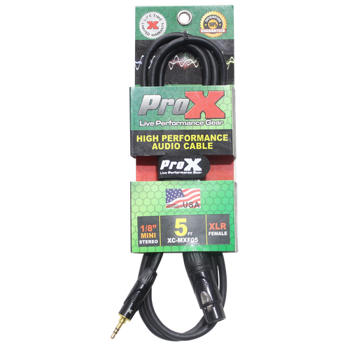 10PCS 5 Ft. Unbalanced 3.5mm TRS-M Mini to XLR3-F High Performance Audio Cable