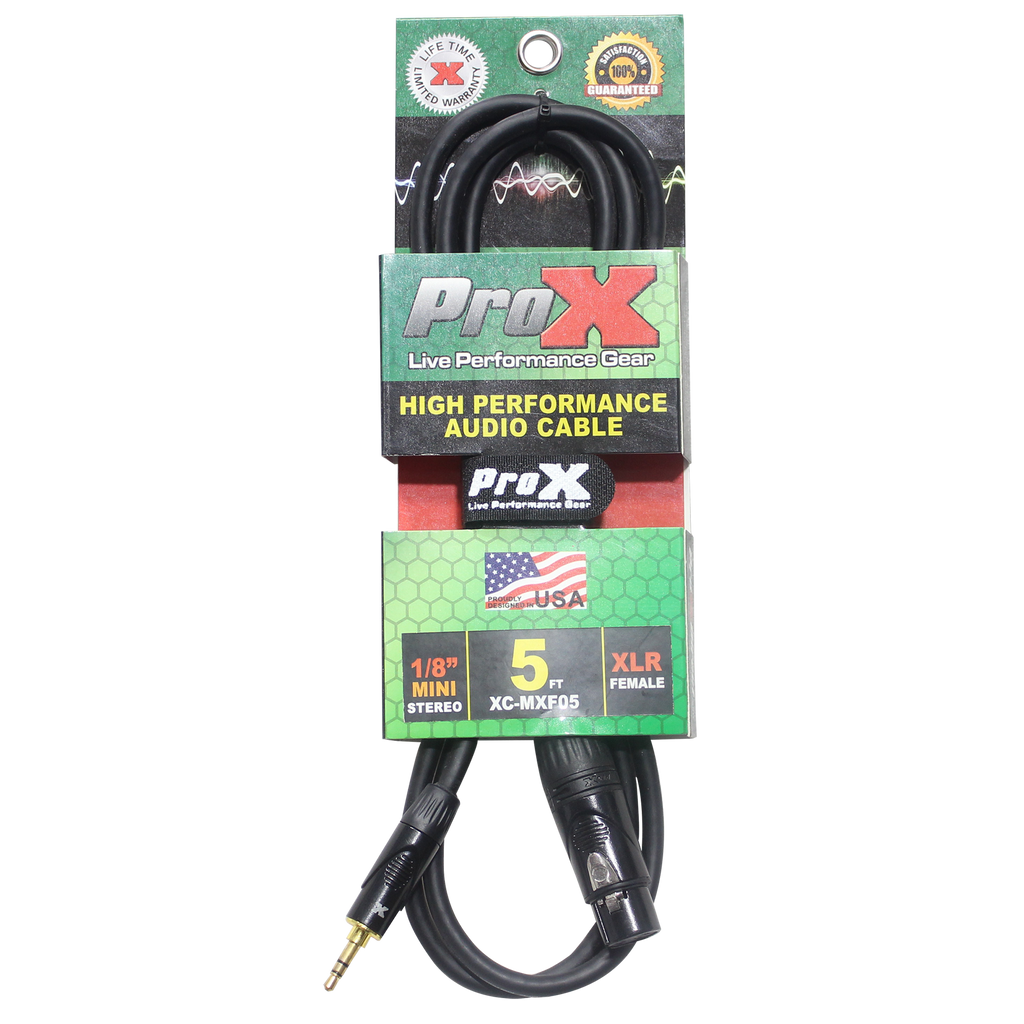 50PCS 5 Ft. Unbalanced 3.5mm TRS-M Mini to XLR3-F High Performance Audio Cable