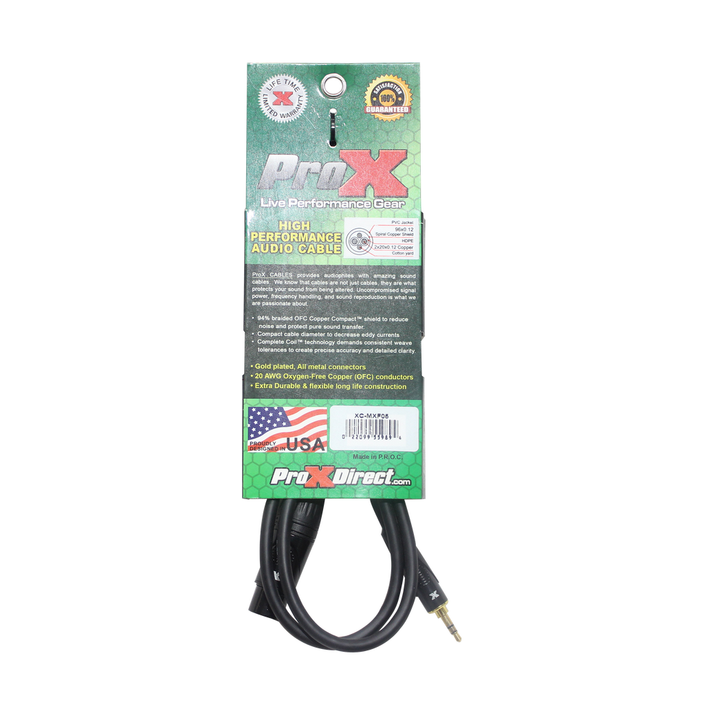 10PCS 5 Ft. Unbalanced 3.5mm TRS-M Mini to XLR3-F High Performance Audio Cable