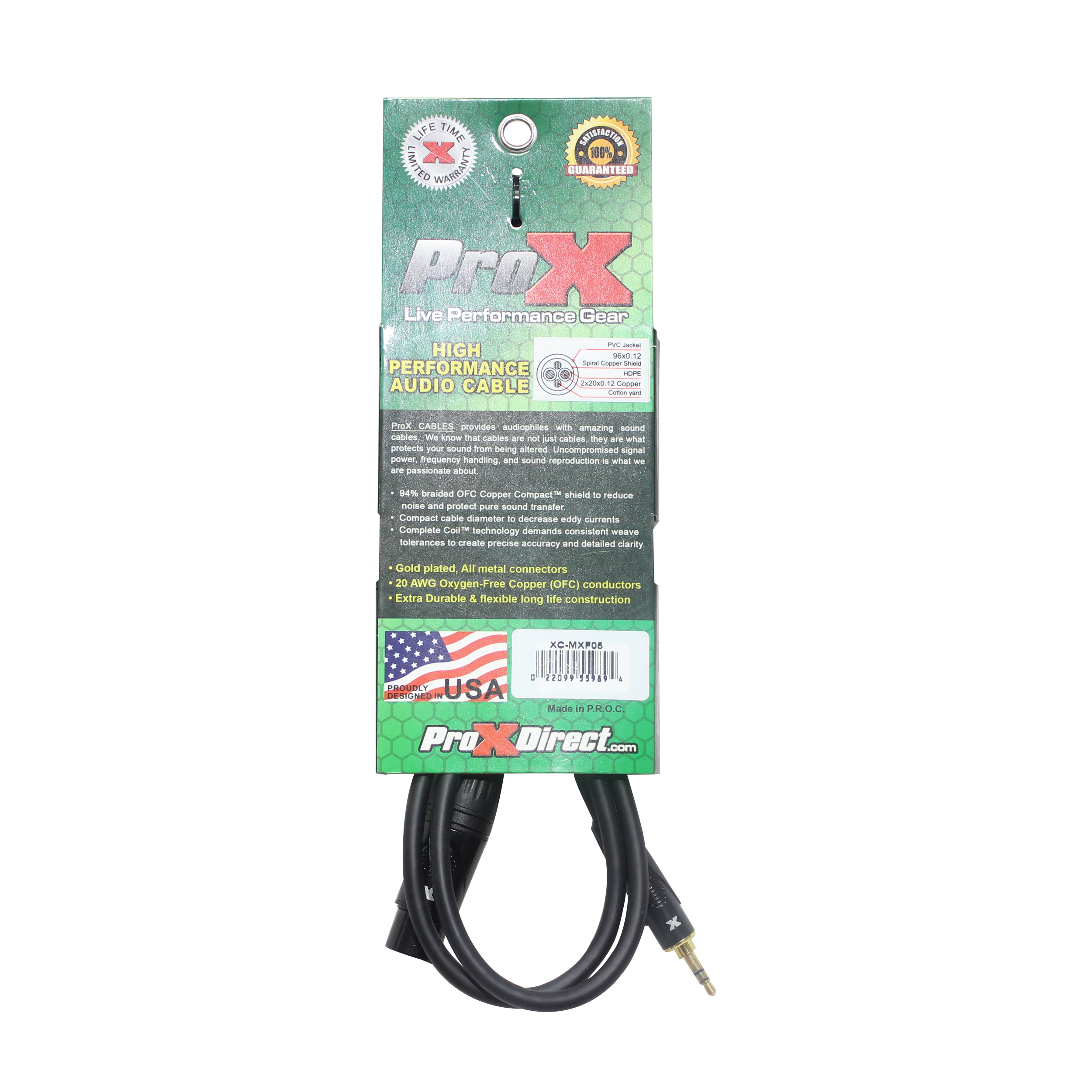 10PCS 5 Ft. Unbalanced 3.5mm TRS-M Mini to XLR3-F High Performance Audio Cable