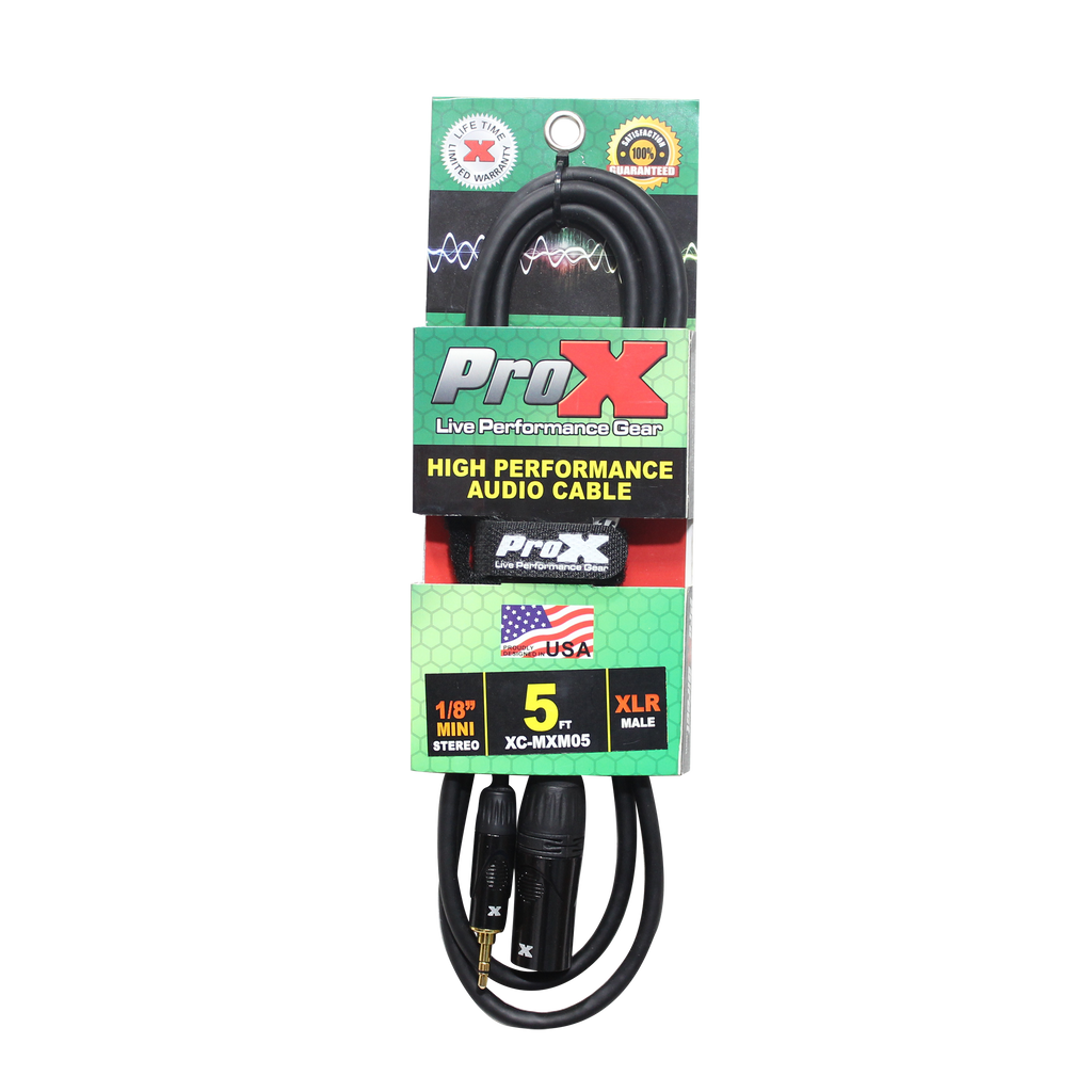 50PCS 5 Ft. UnBalanced Audio Cable 1/8" (3.5mm) TRS Mini to XLR-M