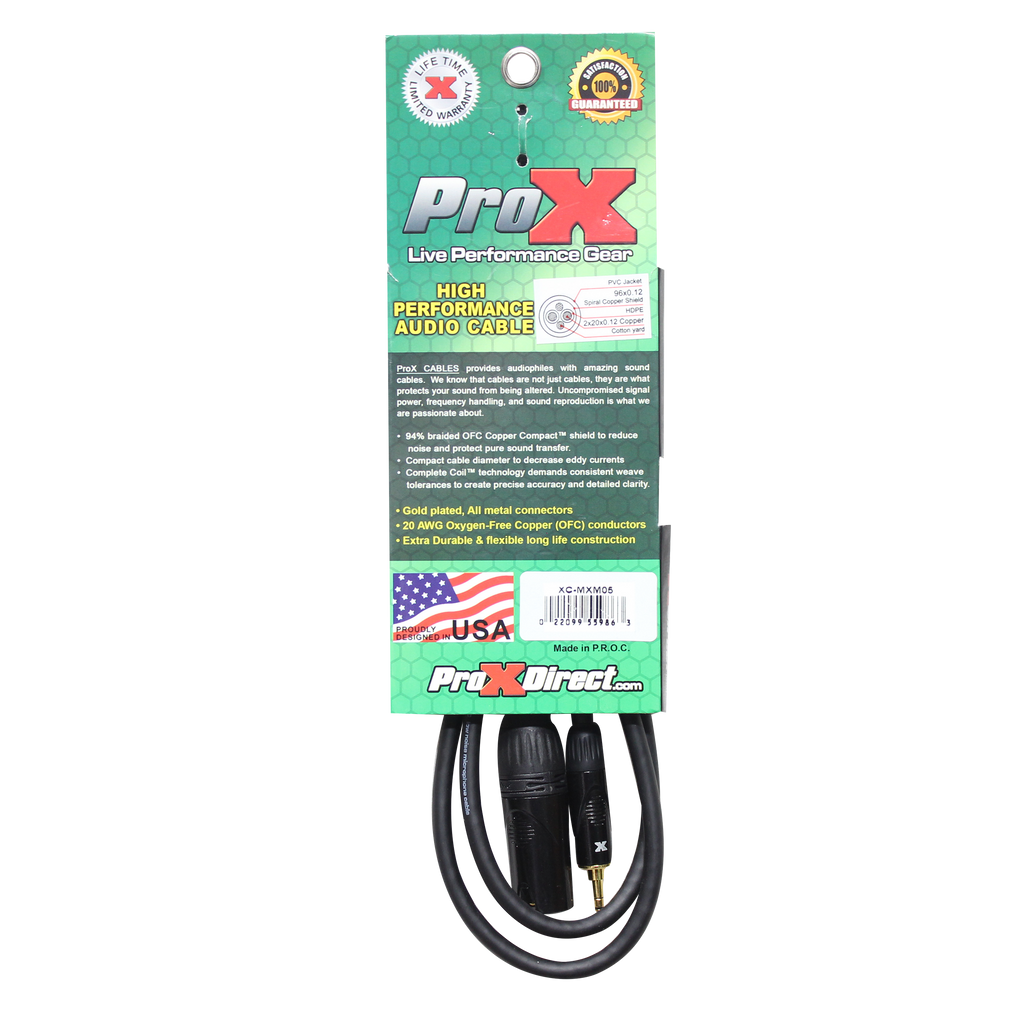5 Ft. UnBalanced Audio Cable 1/8" (3.5mm) TRS Mini to XLR-M