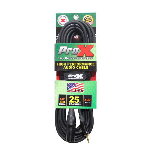 10PCS 25 Ft. Unbalanced 1/8" (3.5mm) TRS-M Mini to XLR3-M High Performance Audio Cable