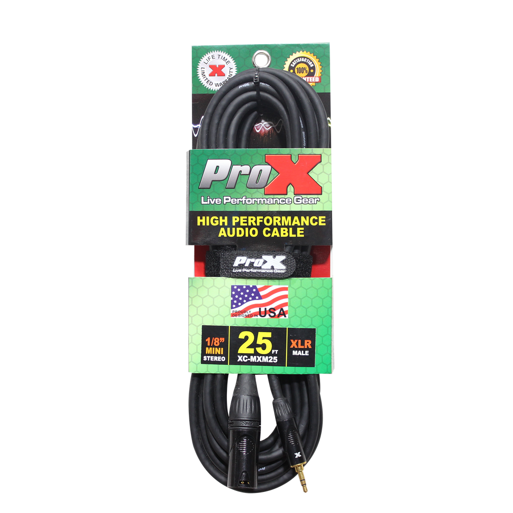 40PCS 25 Ft. Unbalanced 1/8" (3.5mm) TRS-M Mini to XLR3-M High Performance Audio Cable