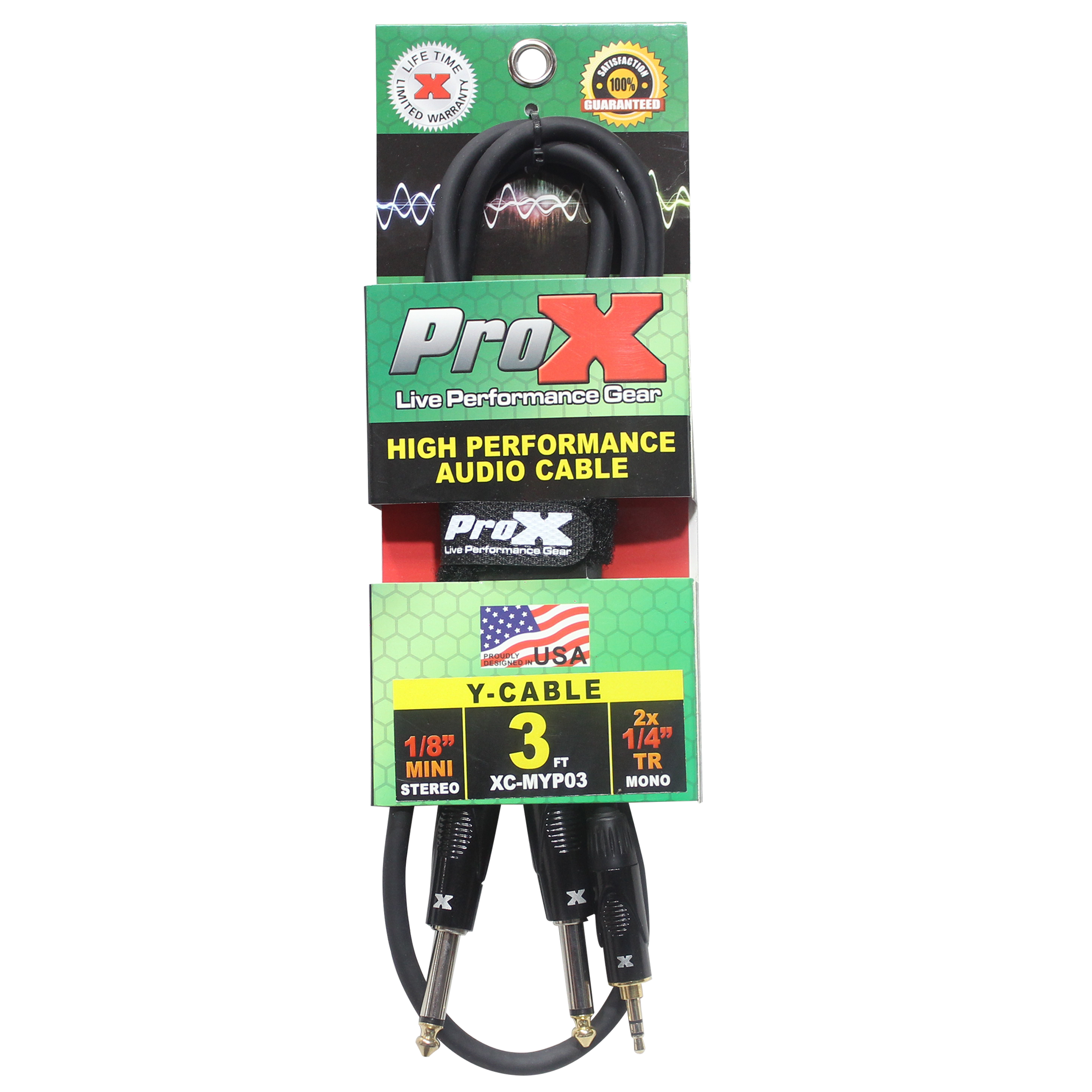 3 Ft. Unbalanced 3.5mm. Mini-TRS to Dual TS-M High Performance Audio Y Cable